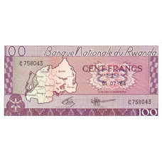 P 8a Rwanda 100 Francs Year 1964